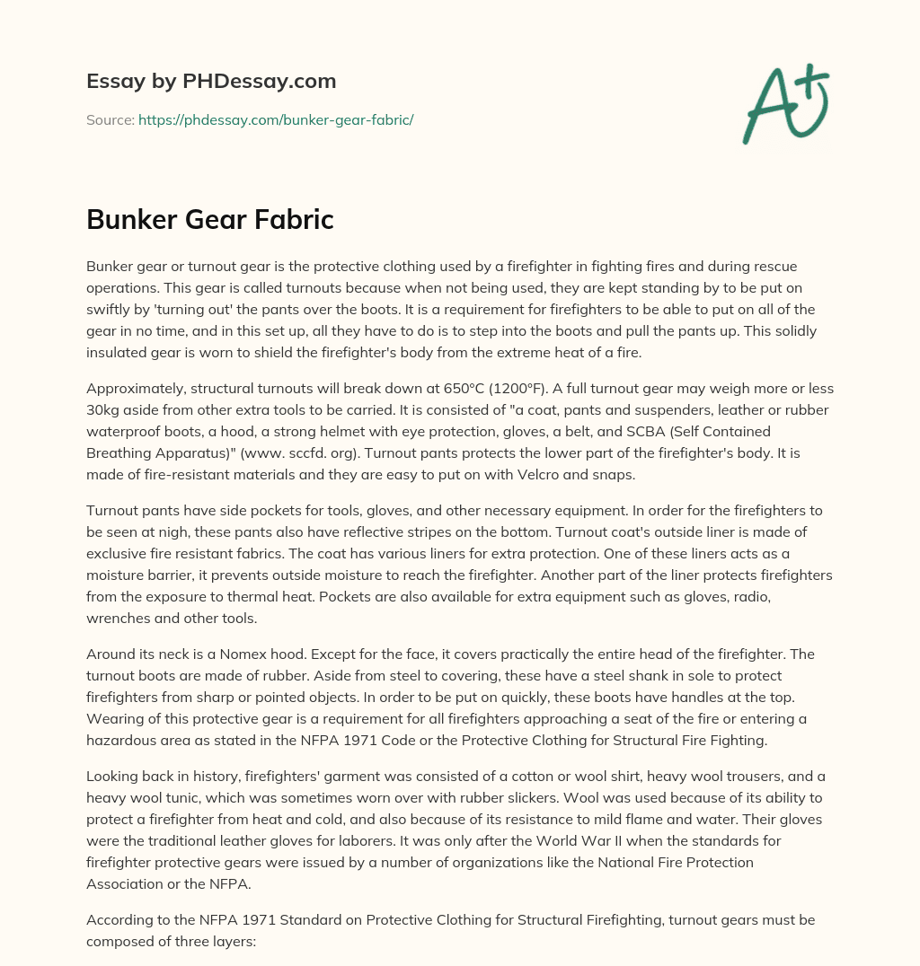 Bunker Gear Fabric essay