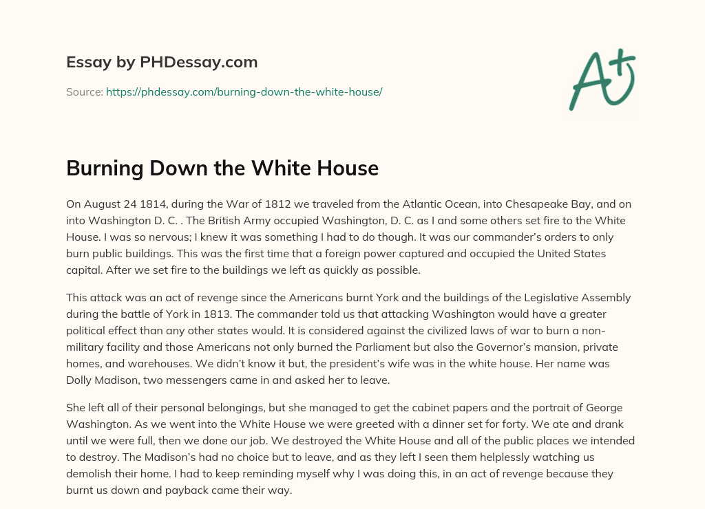 Burning Down the White House essay