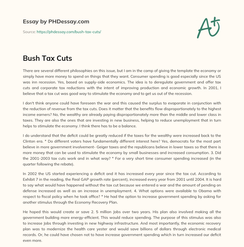 Bush Tax Cuts essay