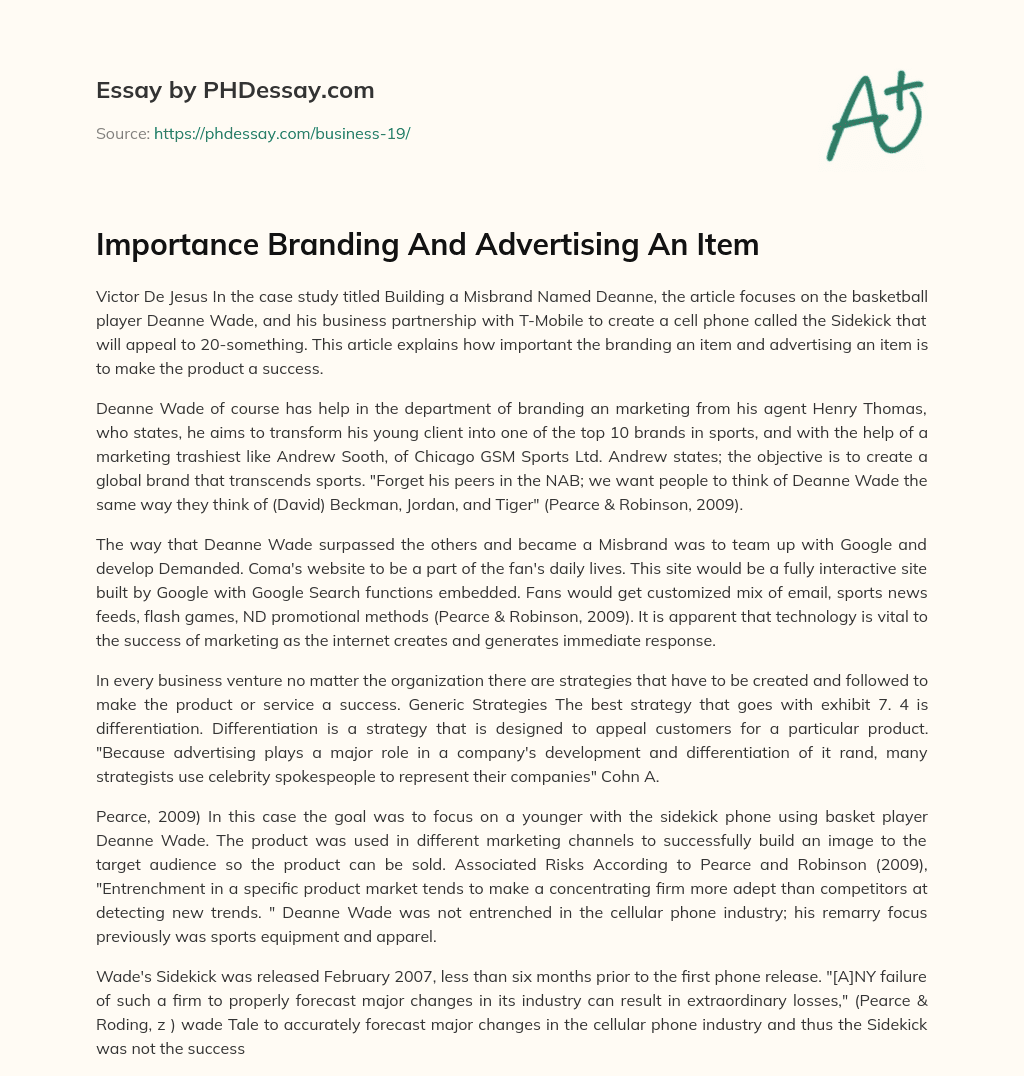 Importance Branding And Advertising An Item essay