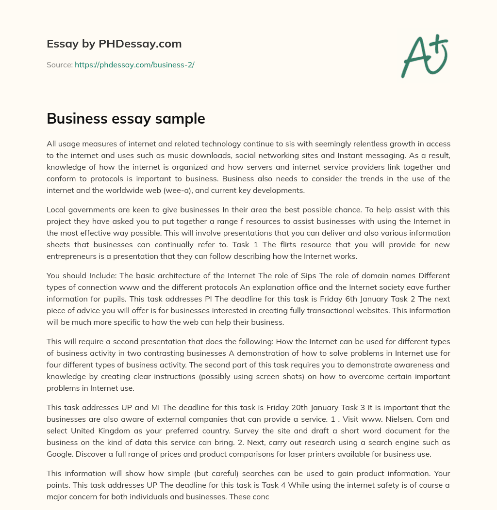 Business essay sample essay