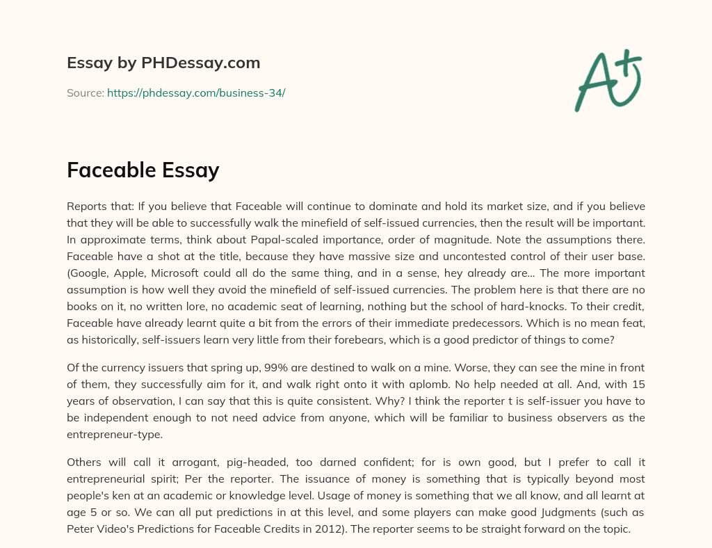 Faceable Essay essay