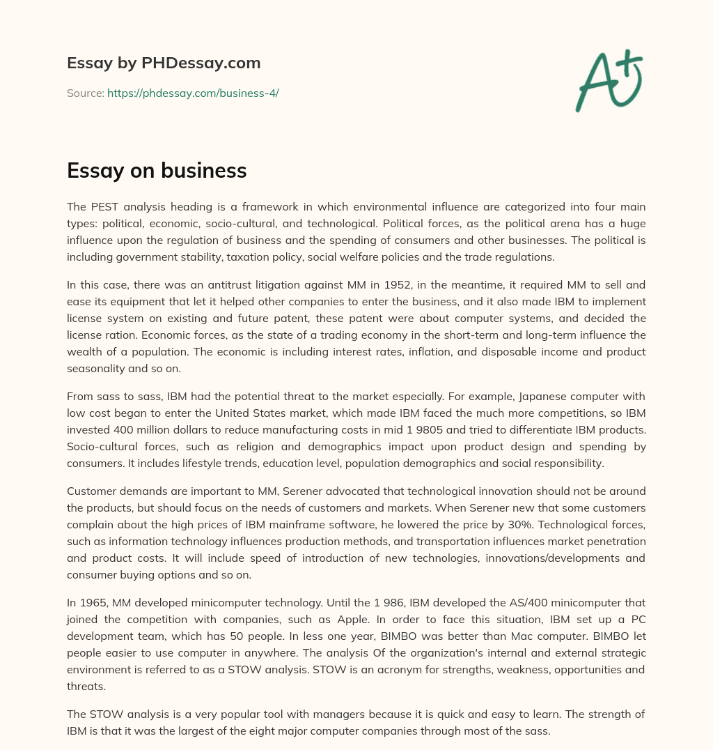 Essay on business essay