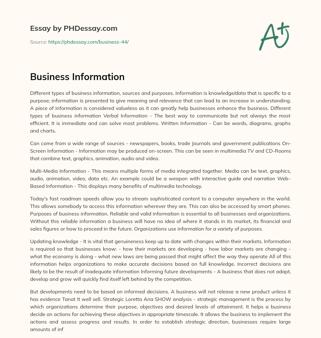 Business Information essay
