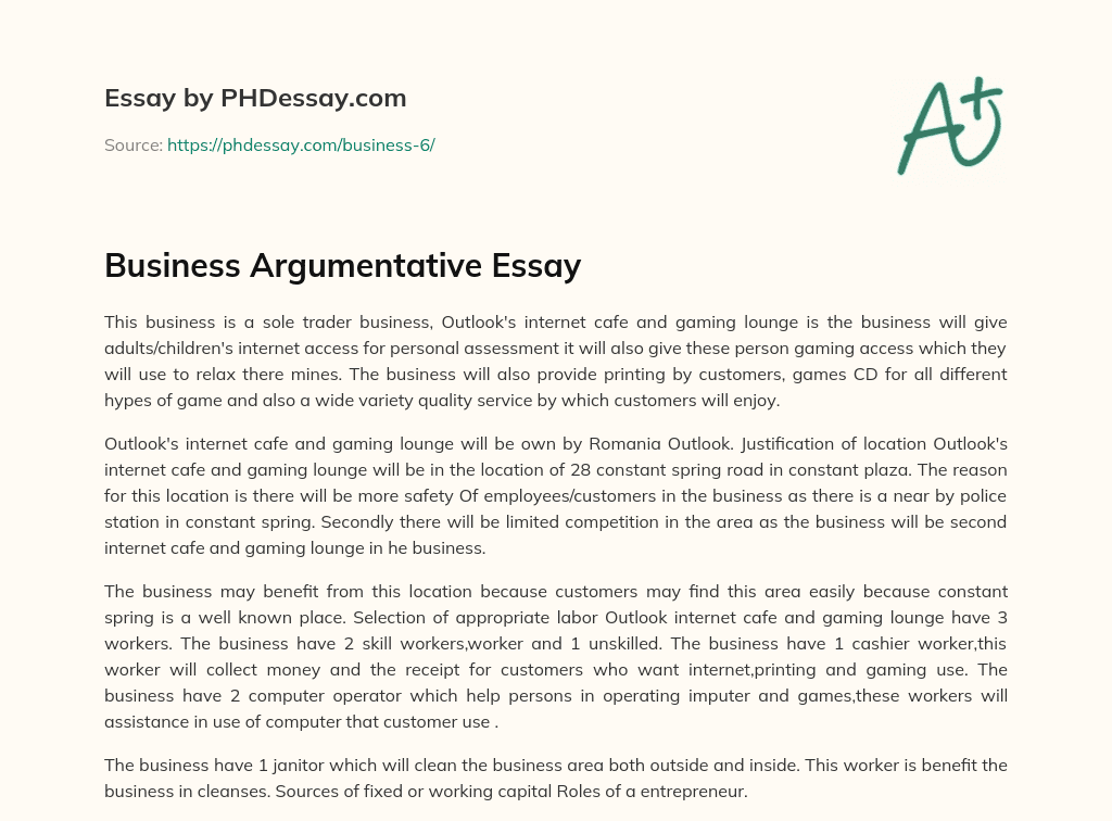 Business Argumentative Essay essay