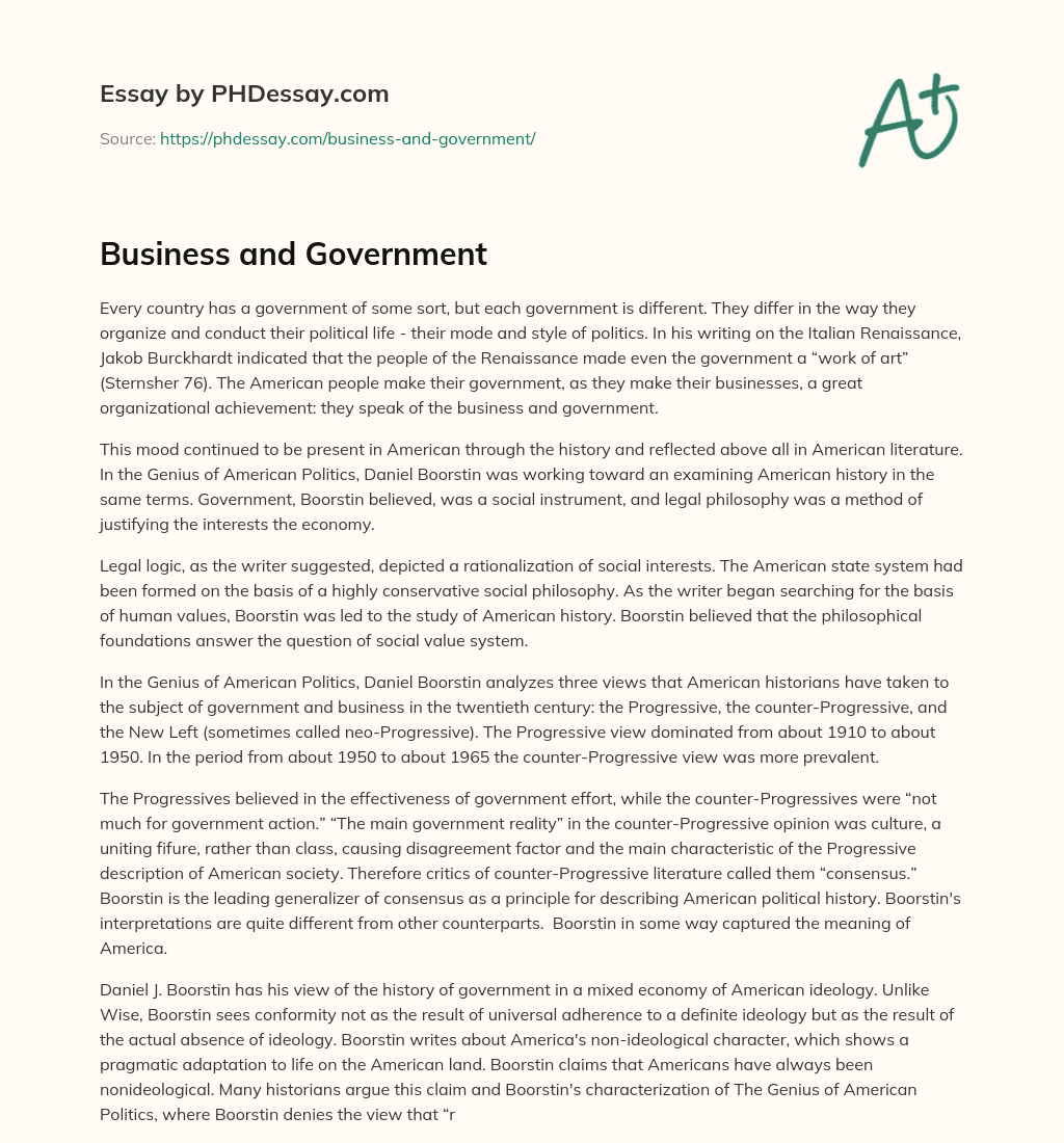 Business and Government essay