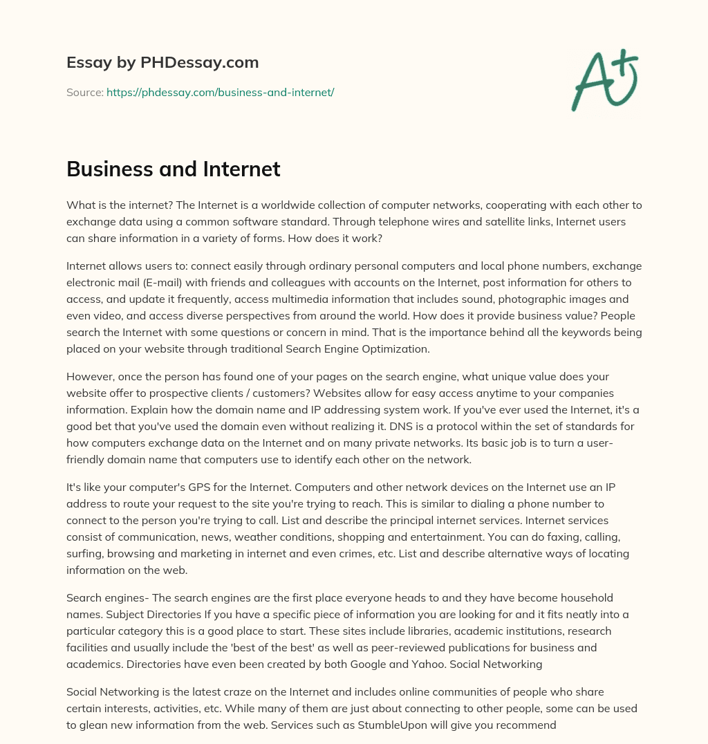 Business and Internet essay