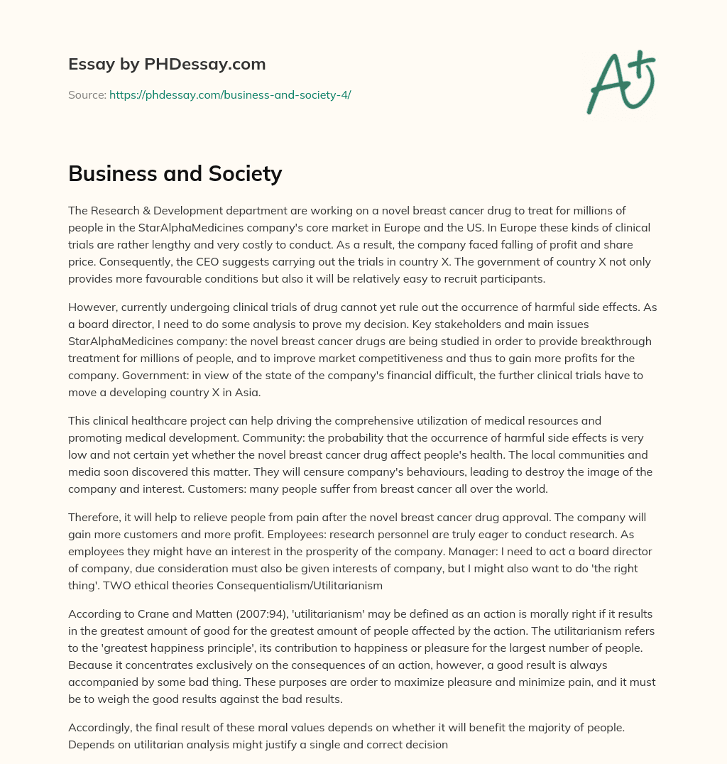 Business and Society essay