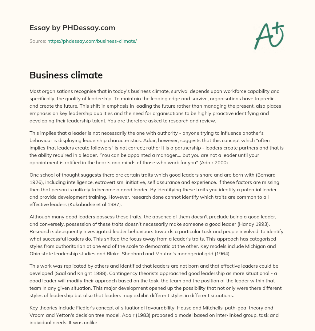 Business climate essay