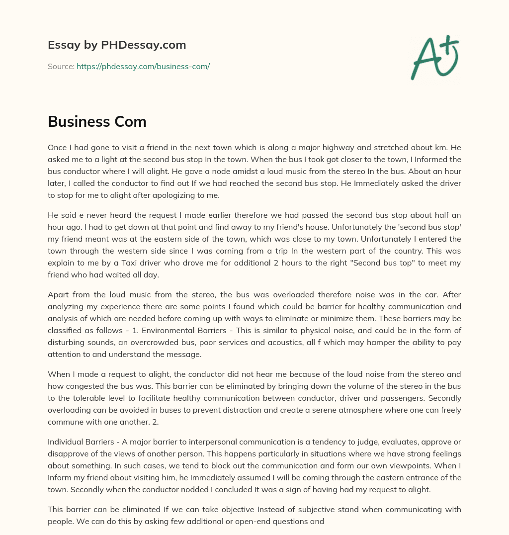 Business Com essay