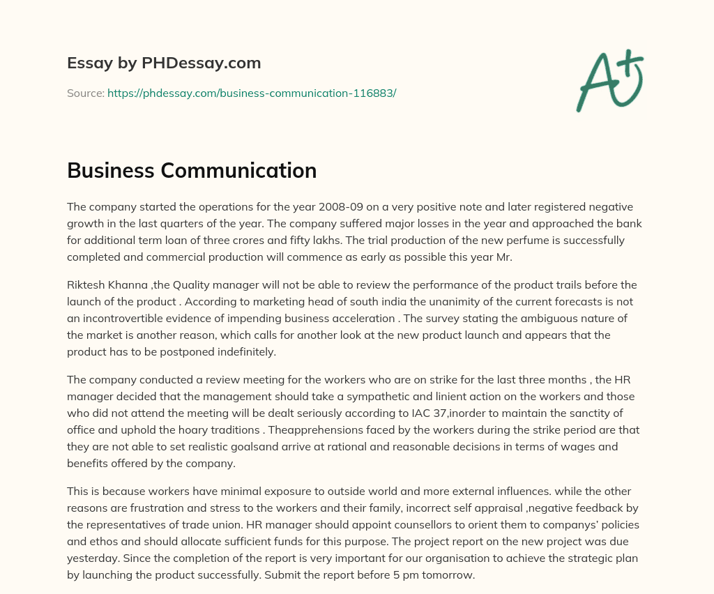 Business Communication essay