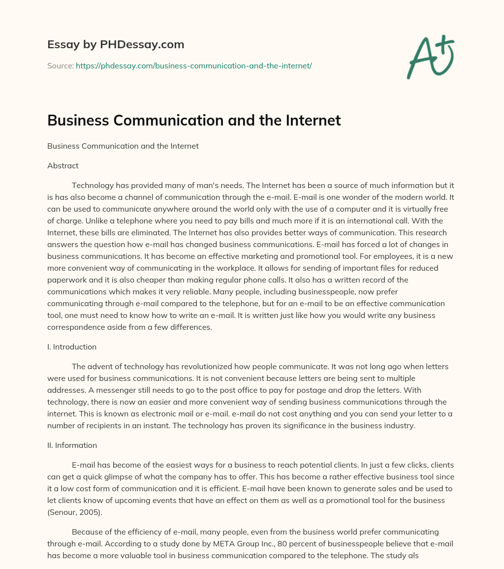 communication internet essay