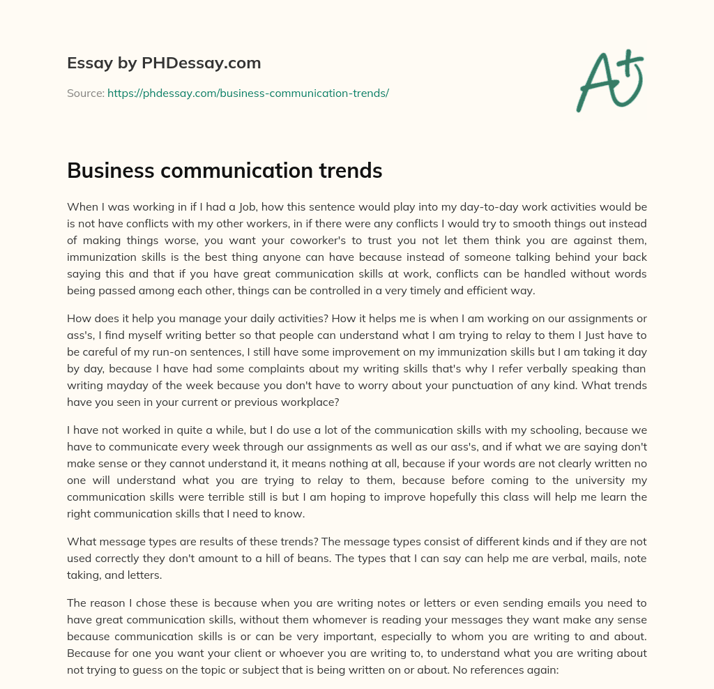 Business communication trends essay