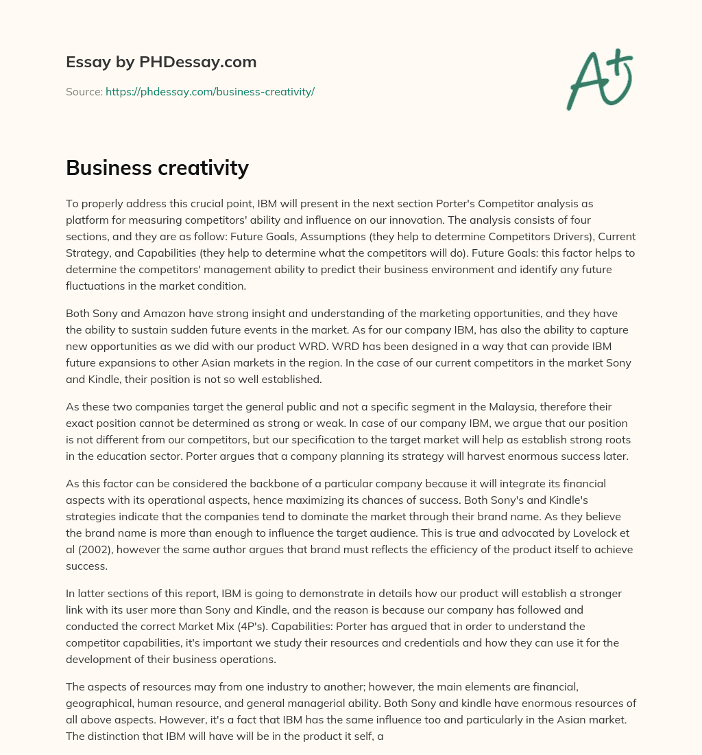 Business creativity essay