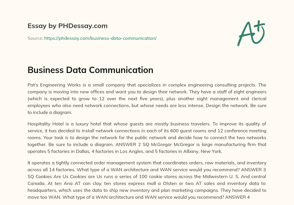 Business Data Communication essay