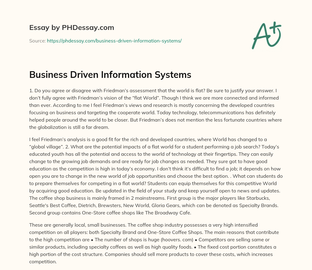 Business Driven Information Systems essay