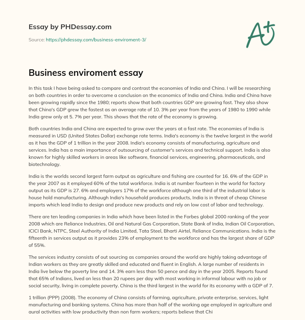 Business enviroment essay essay