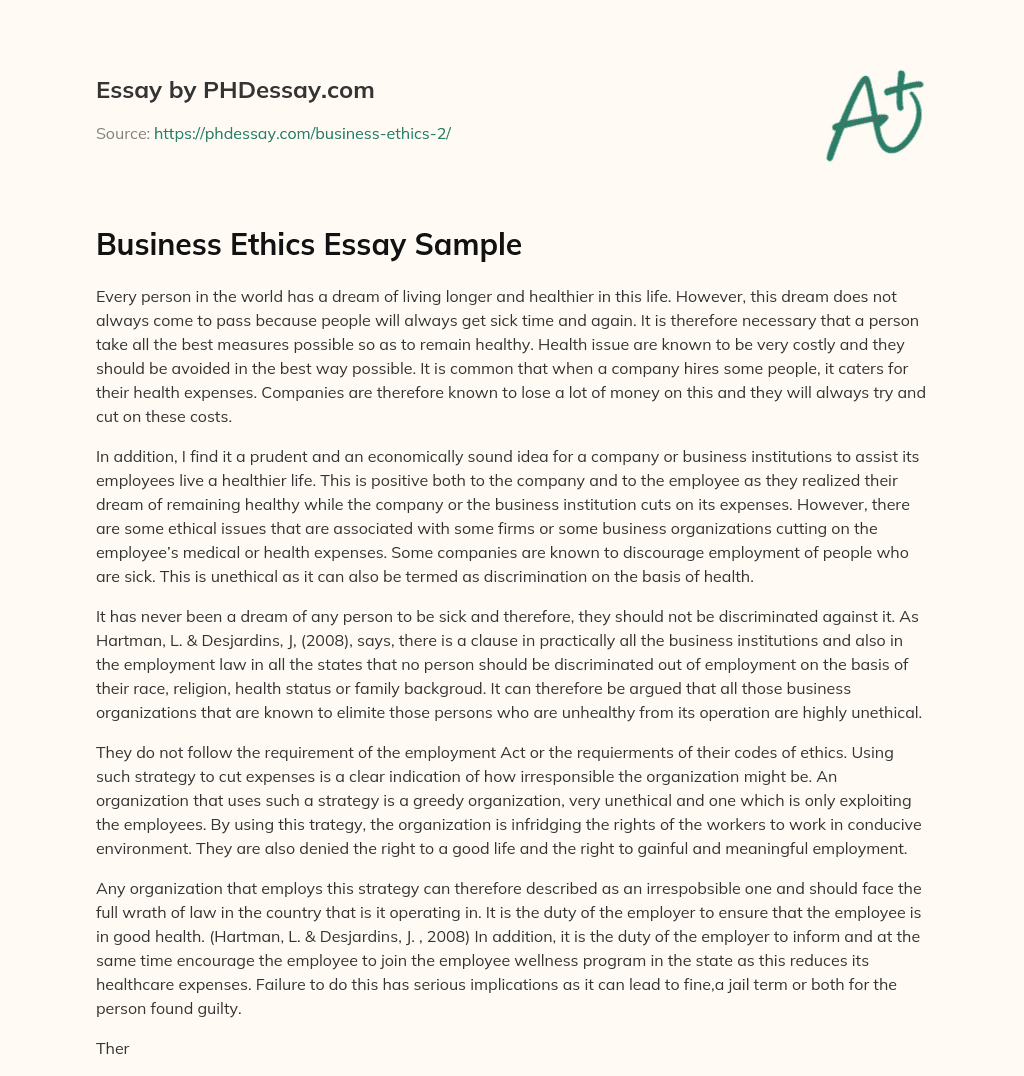 essay on good business ethics