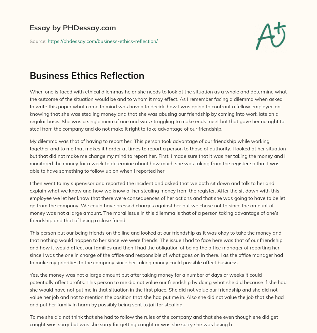 reflective essay on business ethics and social responsibility