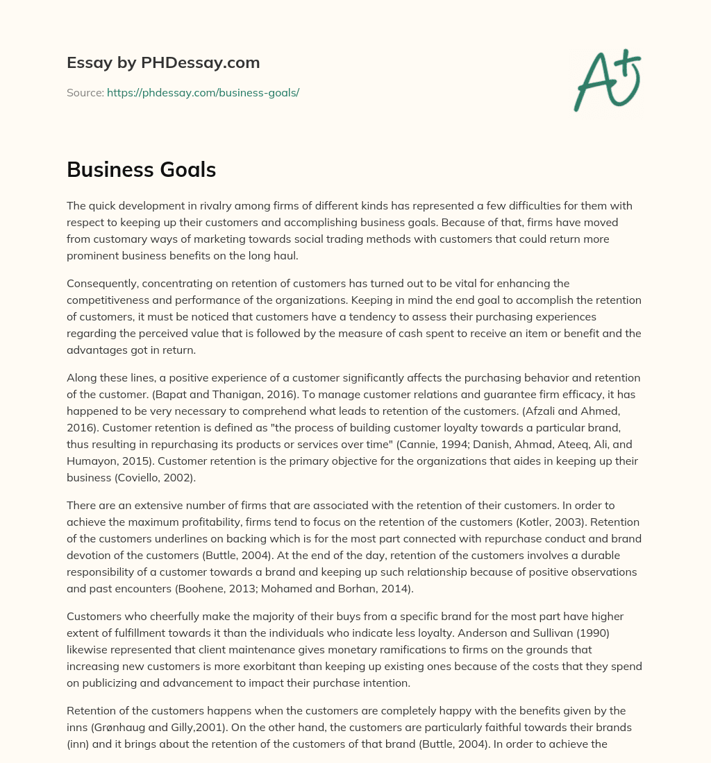 Business Goals essay