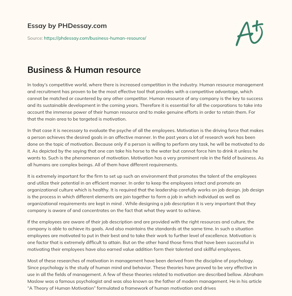 Business  &  Human resource essay