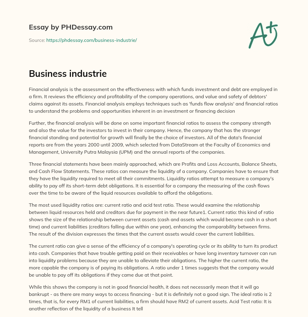 The Importance of Financial Analysis for Investment and Financing Decisions essay