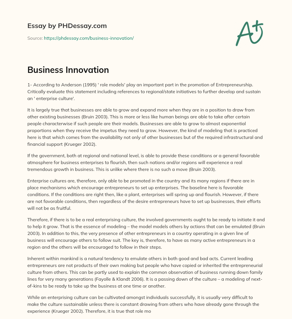 business innovation essay