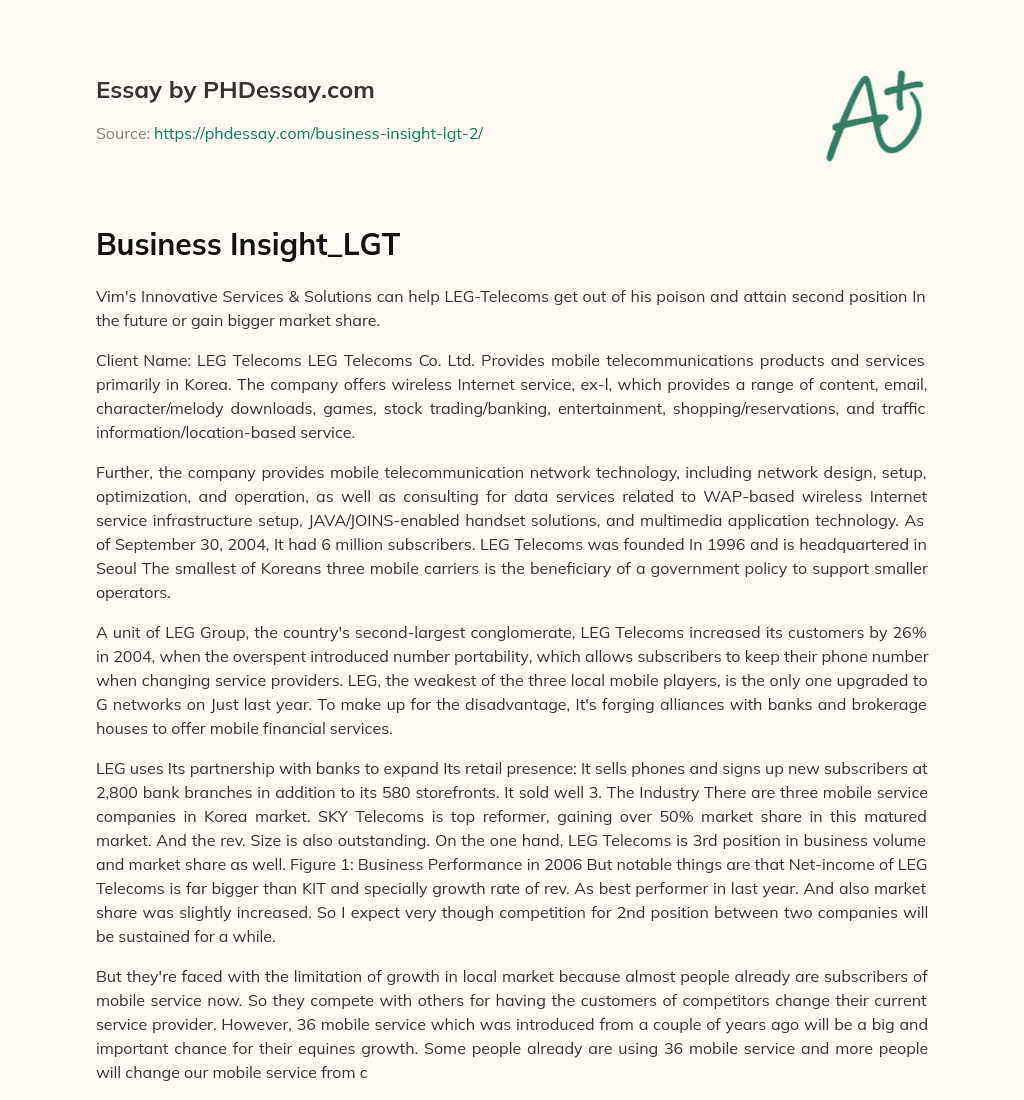 Business Insight_LGT essay