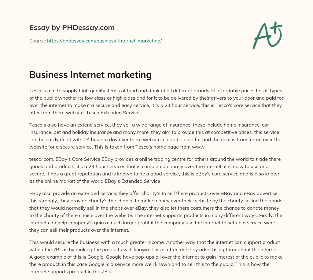 Business Internet marketing essay