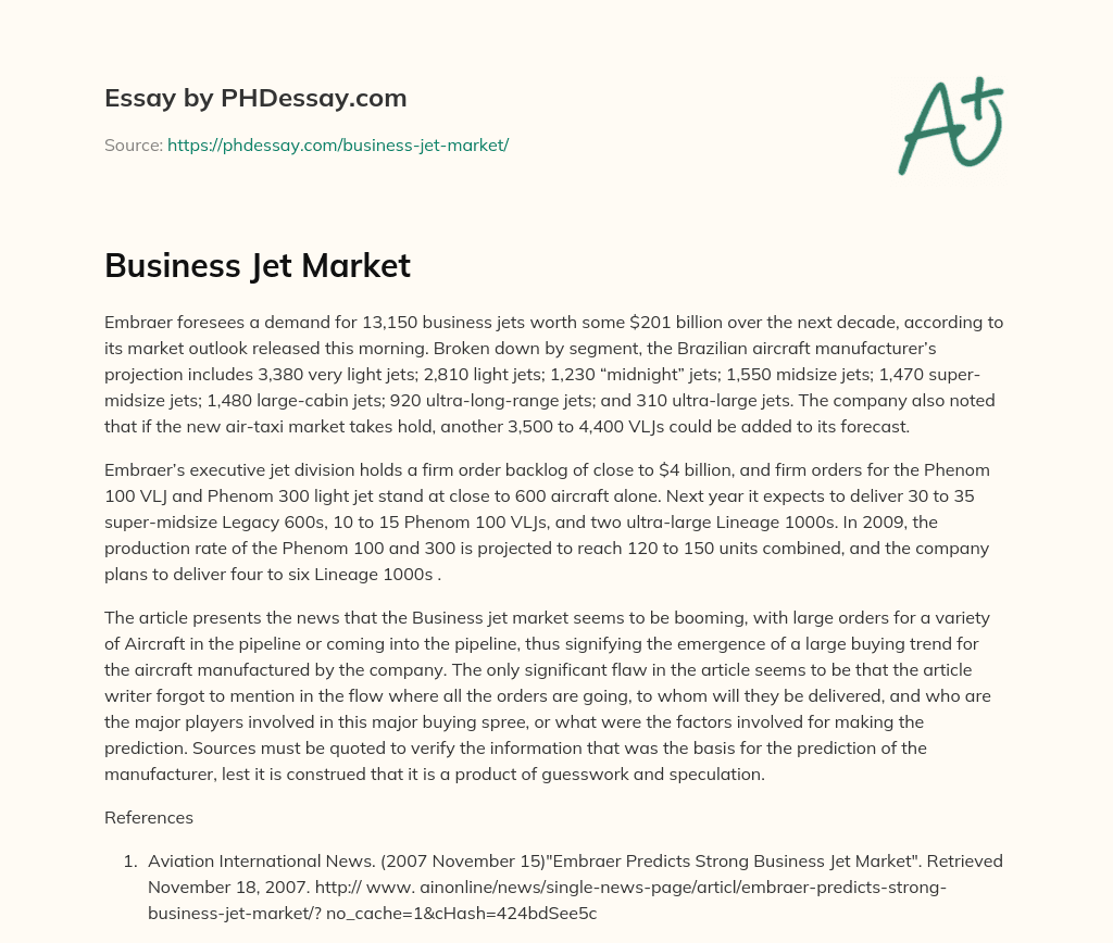 Business Jet Market essay