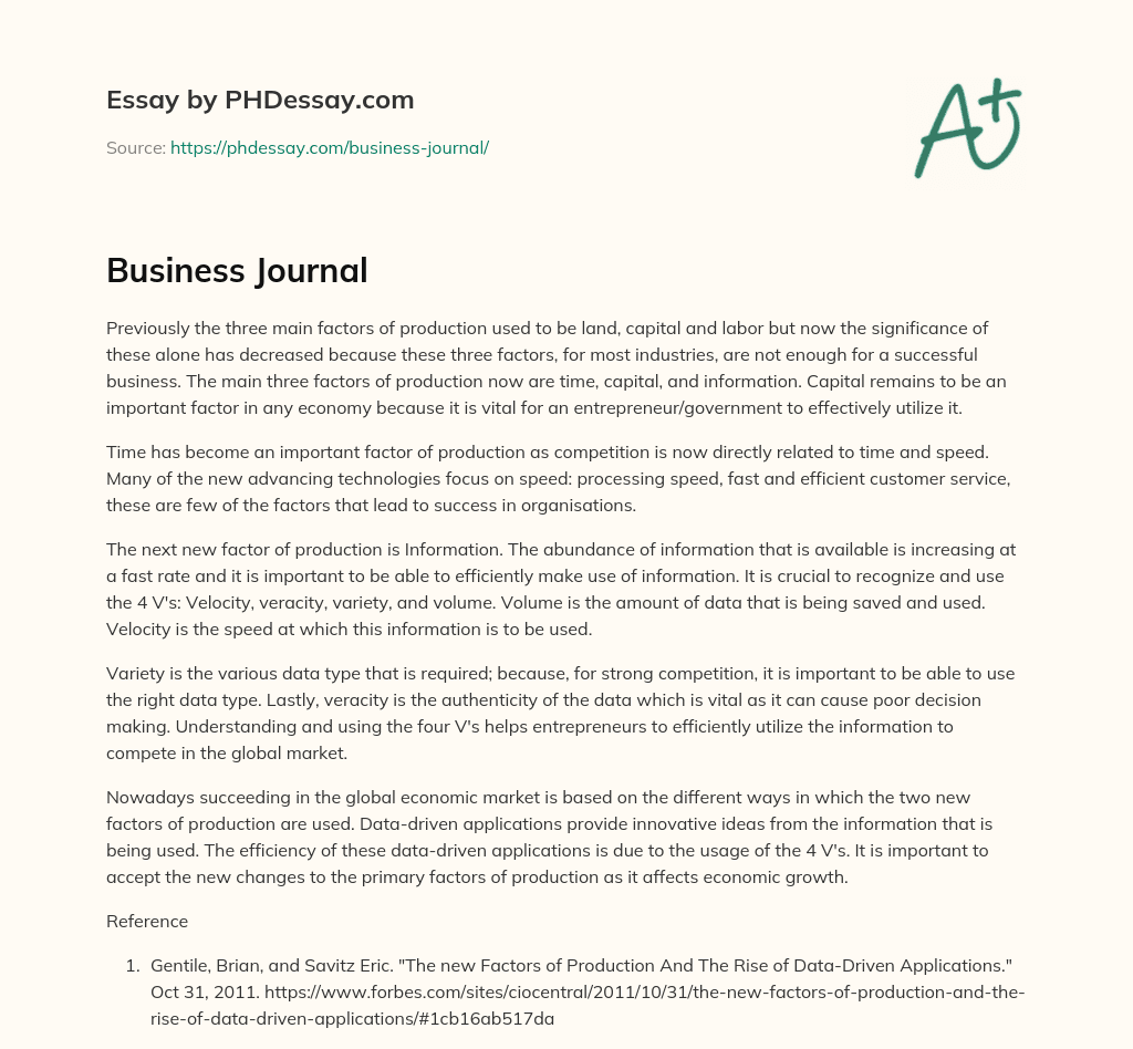 Business Journal essay
