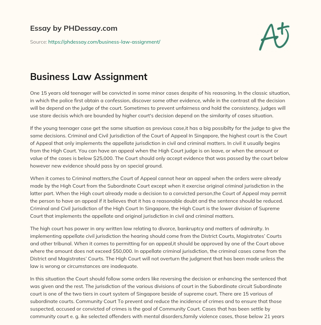 Business Law Assignment essay