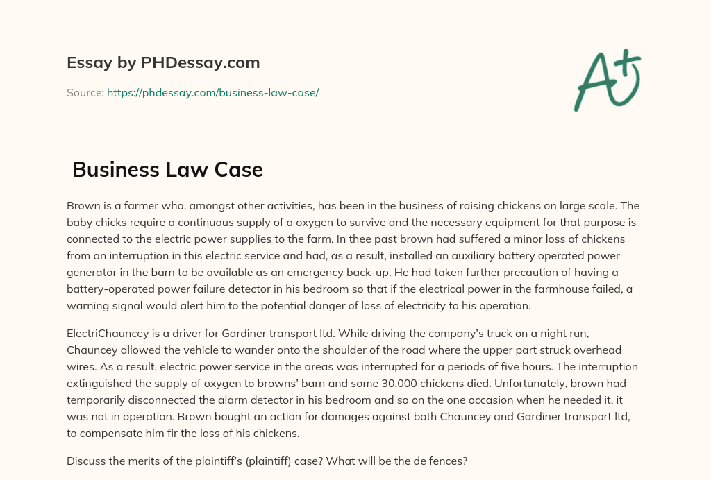  Business Law Case essay