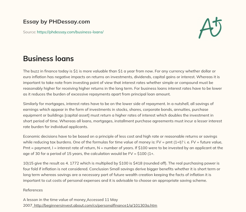 The Importance of Interest Rates in Investments and Loans essay