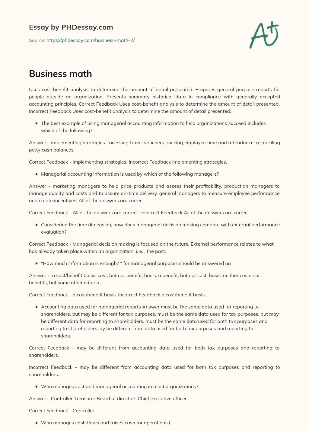 Business math essay