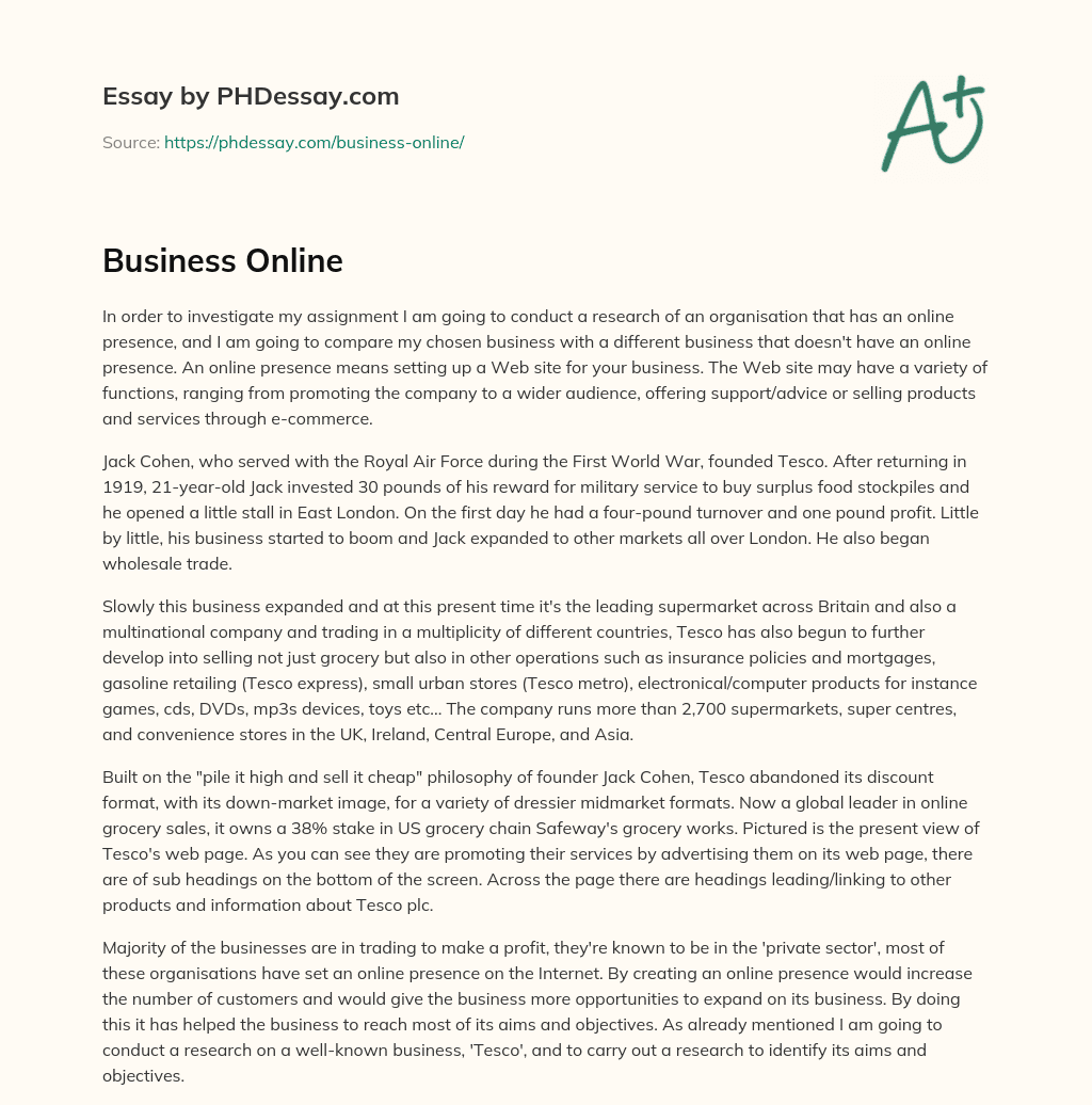 Business Online essay