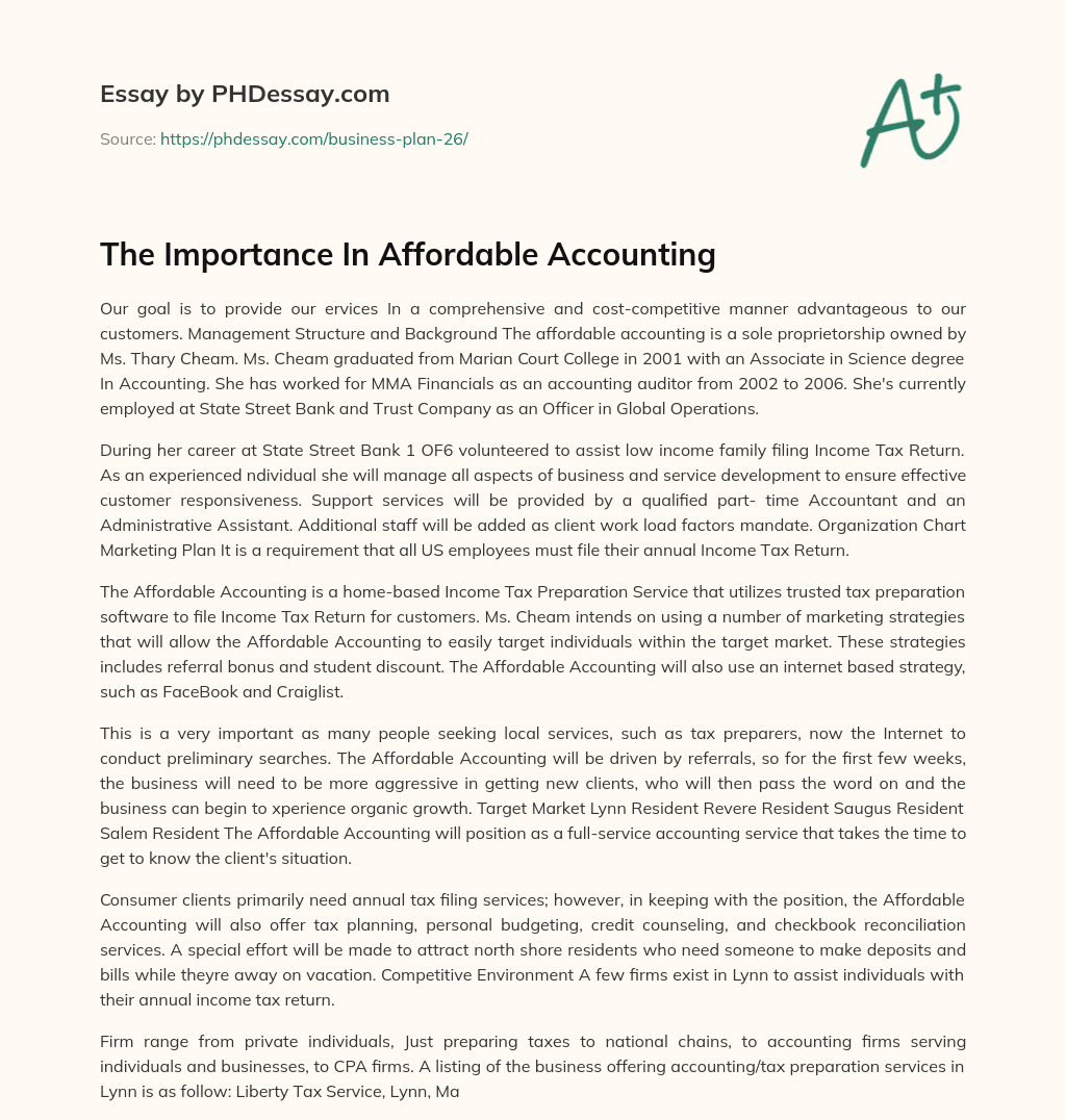 The Importance In Affordable Accounting essay