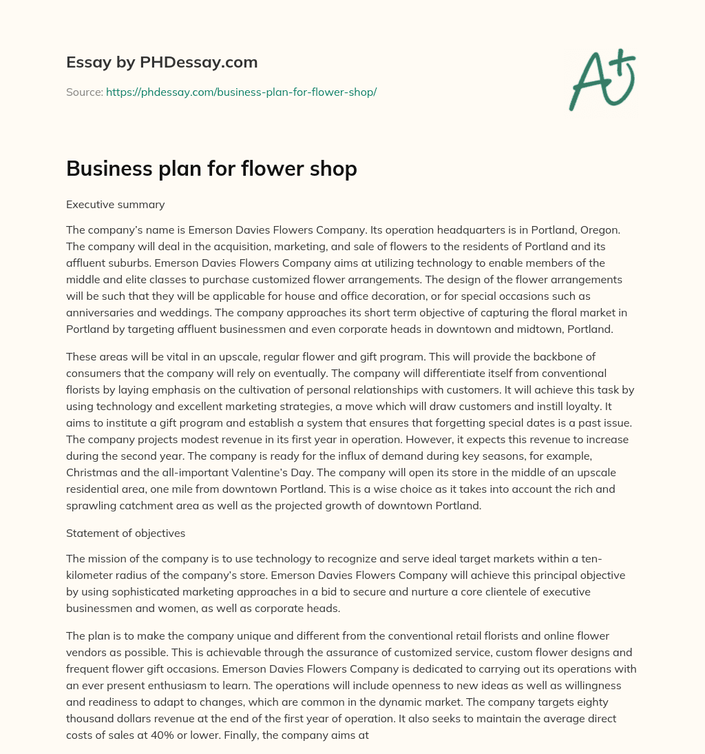 business plan for flower shop