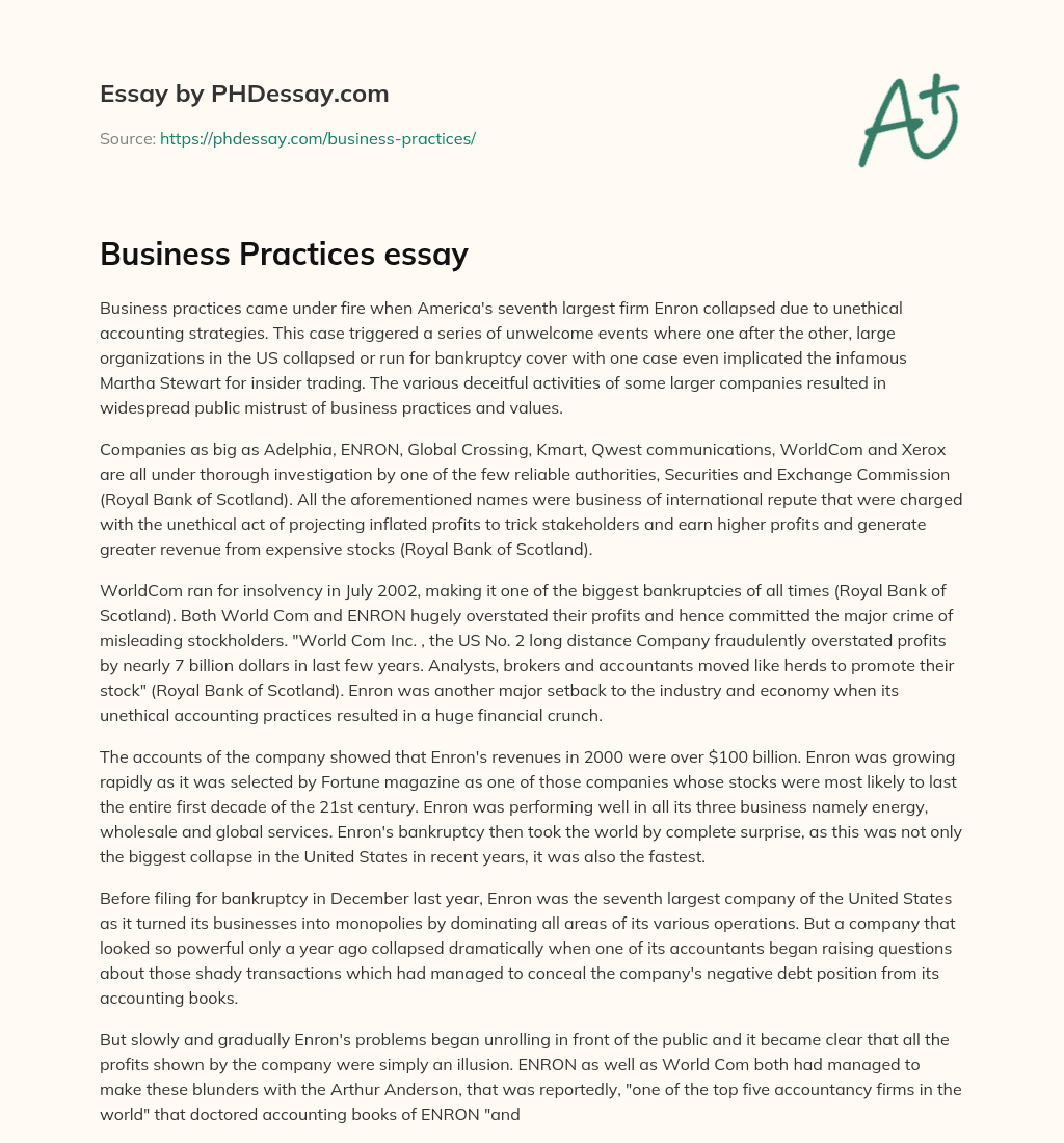 Business Practices essay essay