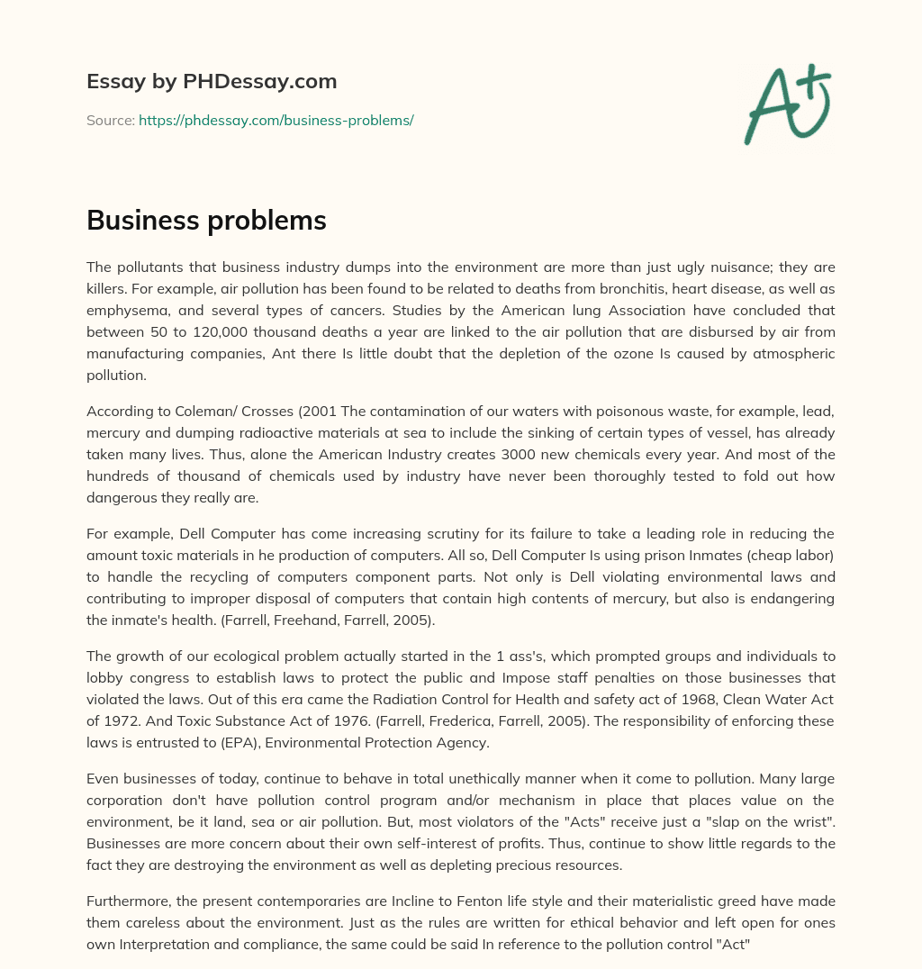 business problems essay