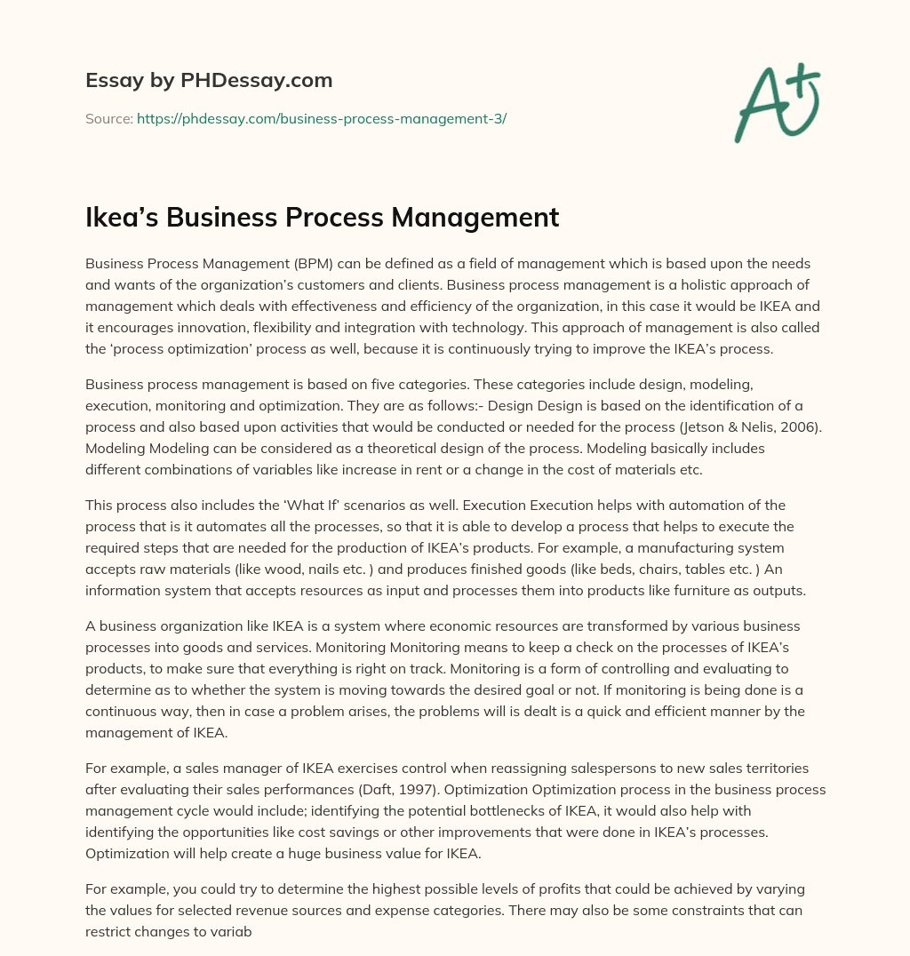 Ikea’s Business Process Management essay