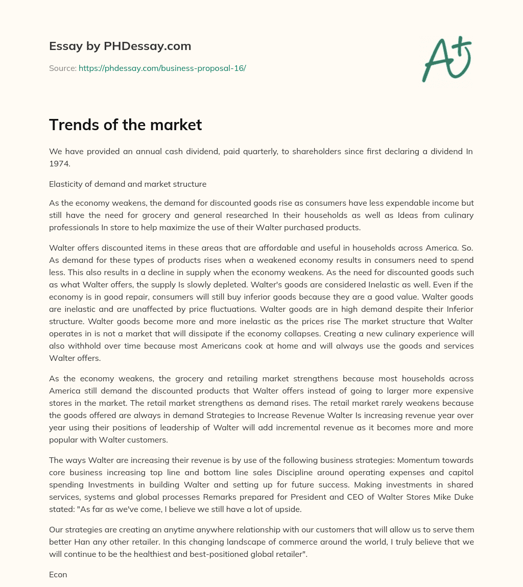 Trends of the market essay