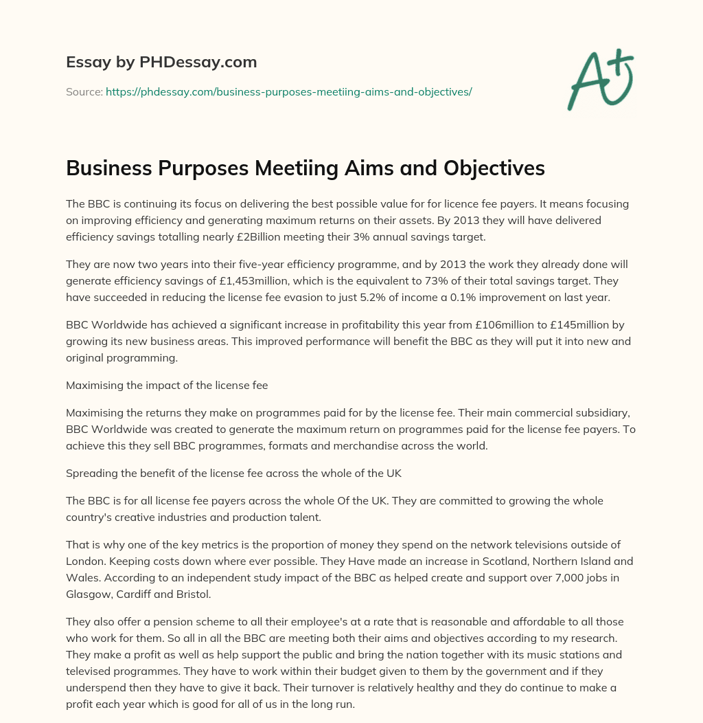 Business Purposes Meetiing Aims and Objectives essay