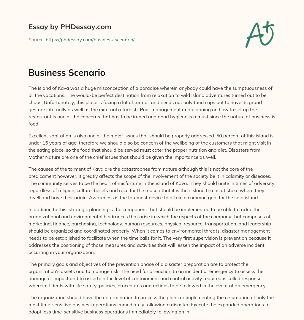 Business Scenario essay