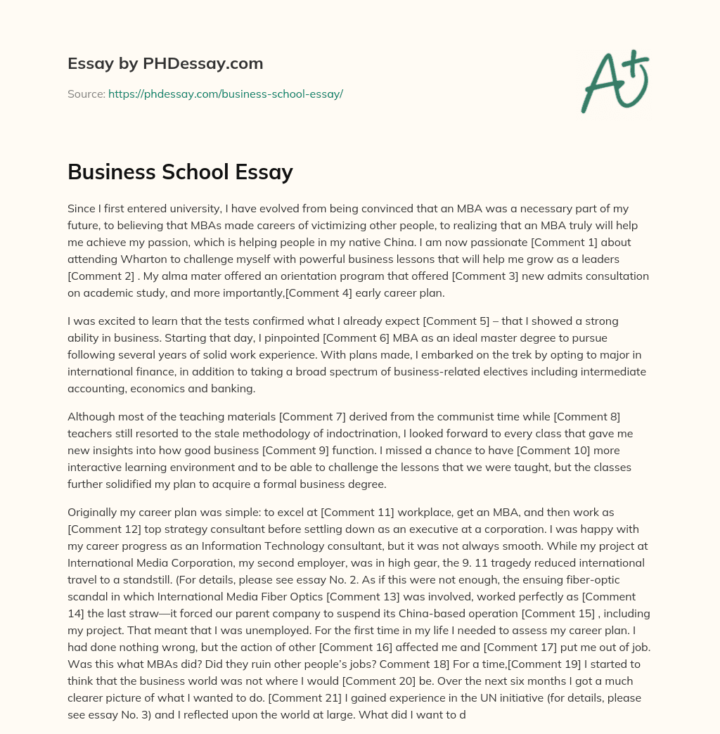Business School Essay essay