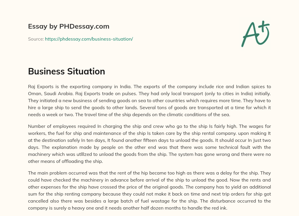 Business Situation essay