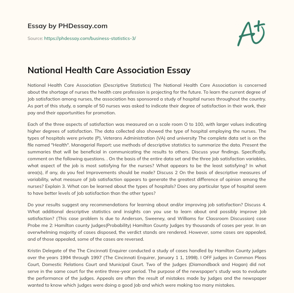 National Health Care Association Essay essay