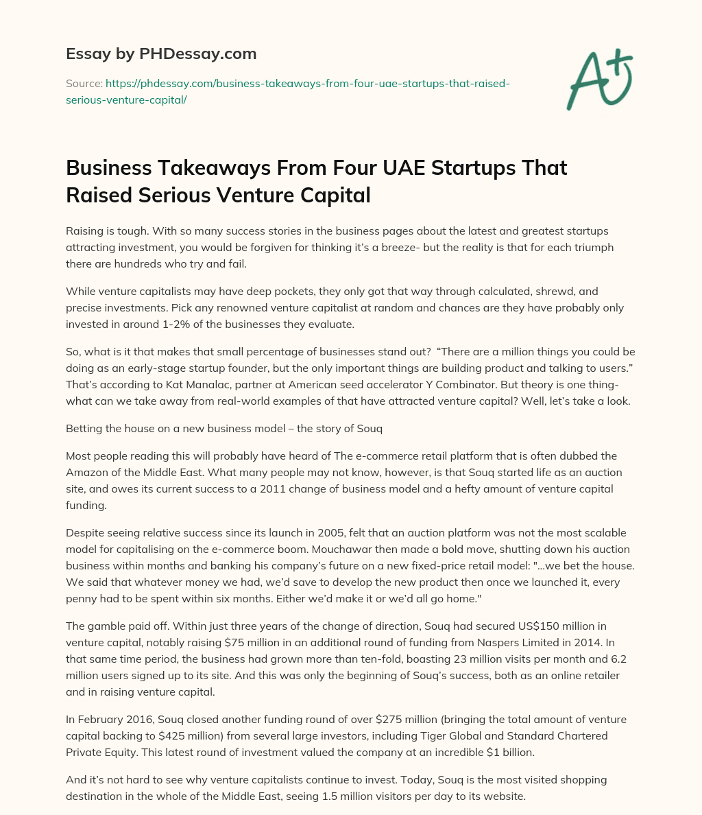Business Takeaways From Four UAE Startups That Raised Serious Venture Capital essay
