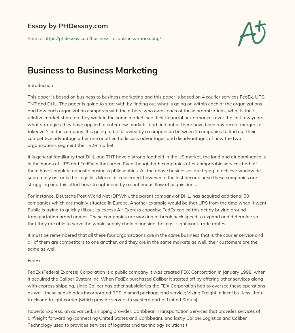 business marketing essay