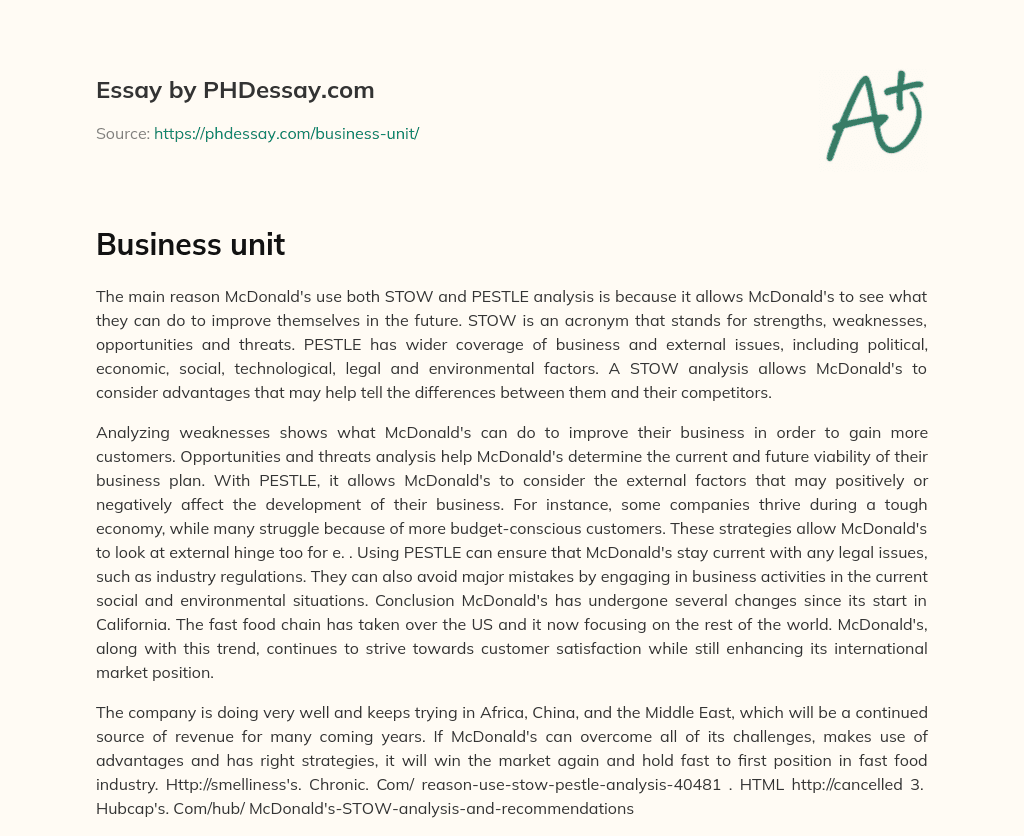 Business unit essay